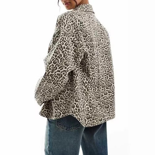 Damen Modische Jacke mit Leopardenmuster – Célinea