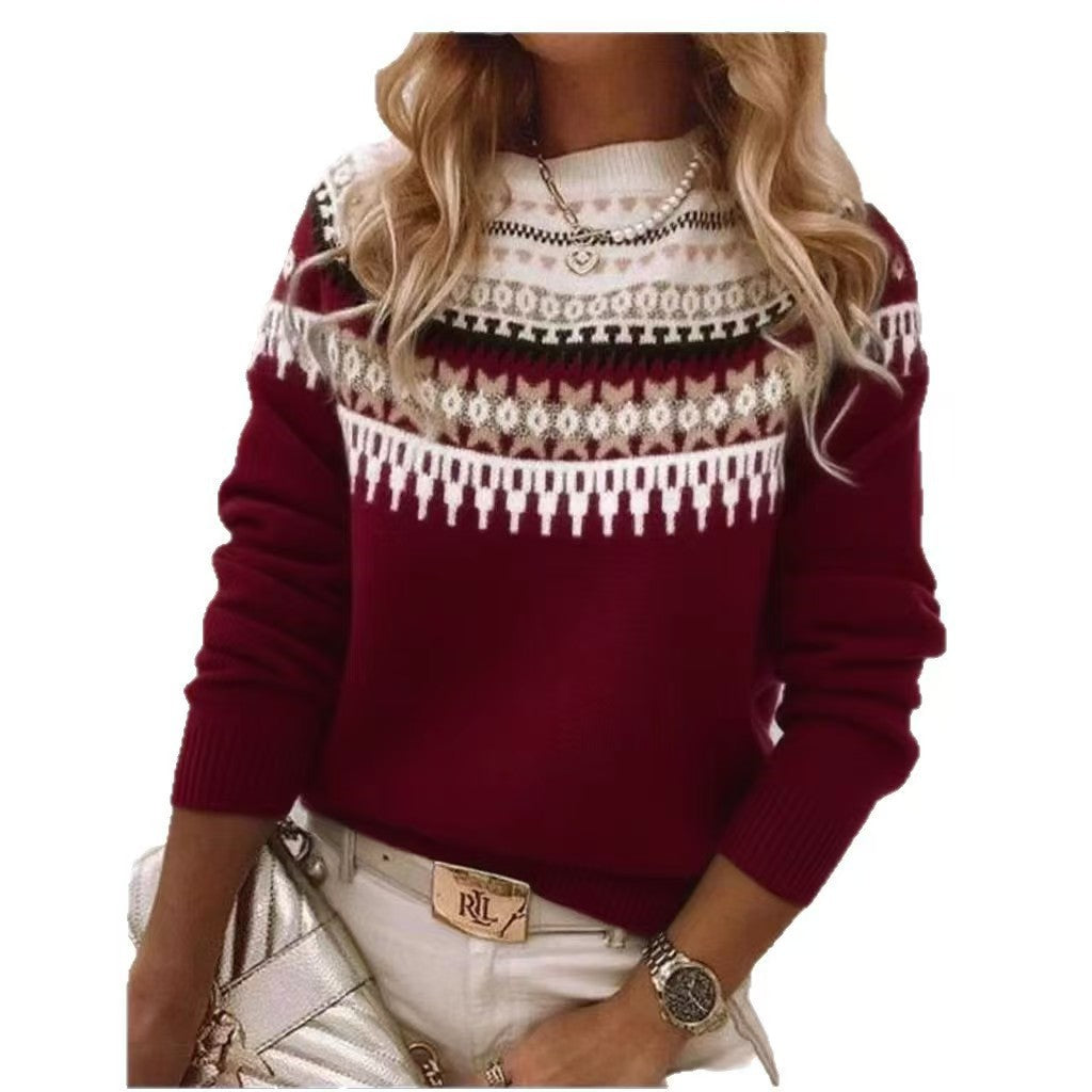 Damen nan Norwegerpullover aus Wollmix mit Rundhalsausschnitt und traditionellem Fair-Isle-Yoke Echo Archiv