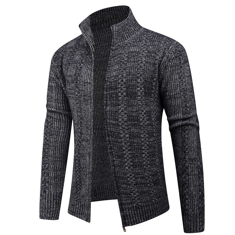 Herren Strickjacke mit strukturierter Oberfläche und hohem Kragen Echoarchiv