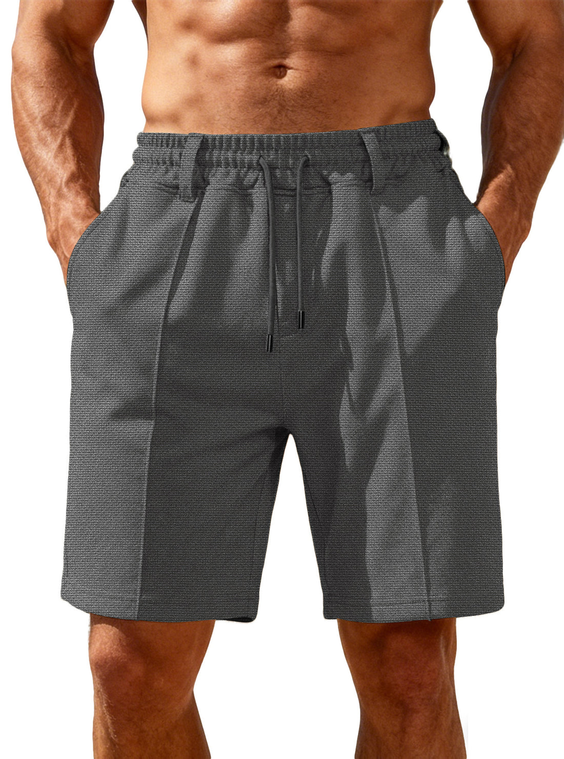Herren Chino-inspirierte Relax-Shorts mit Bundfalten elastischem Tunnelzug und Eingrifftaschen – Alveron
