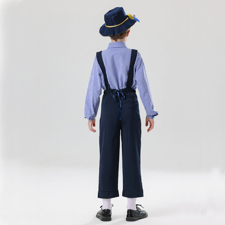 Herren nan bestickte Kindertracht Latzhose mit verstellbaren Hosenträgern und Kontrastnähten Echo Archiv