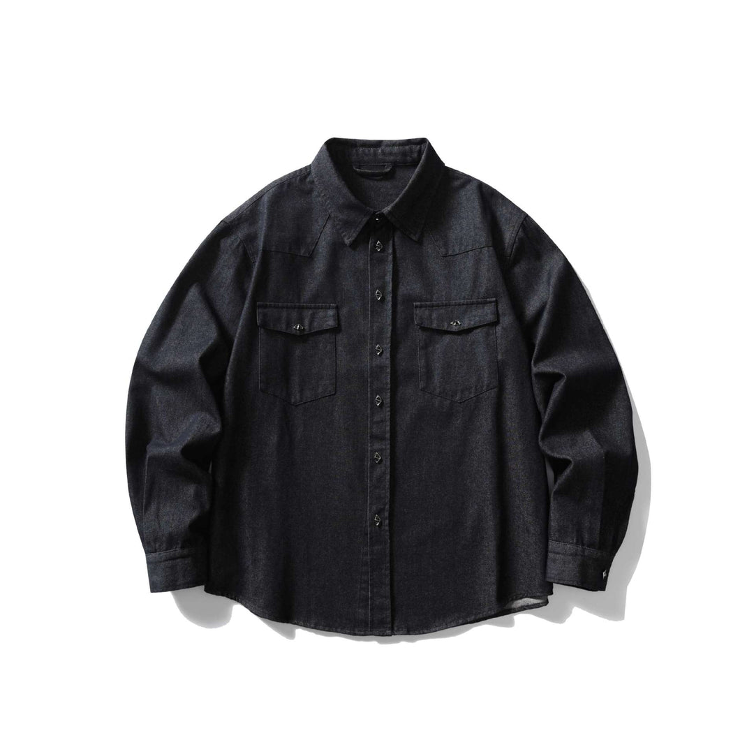 Herren Overshirt-Jeanshemd aus robustem Denim mit Western-Taschen Echoarchiv