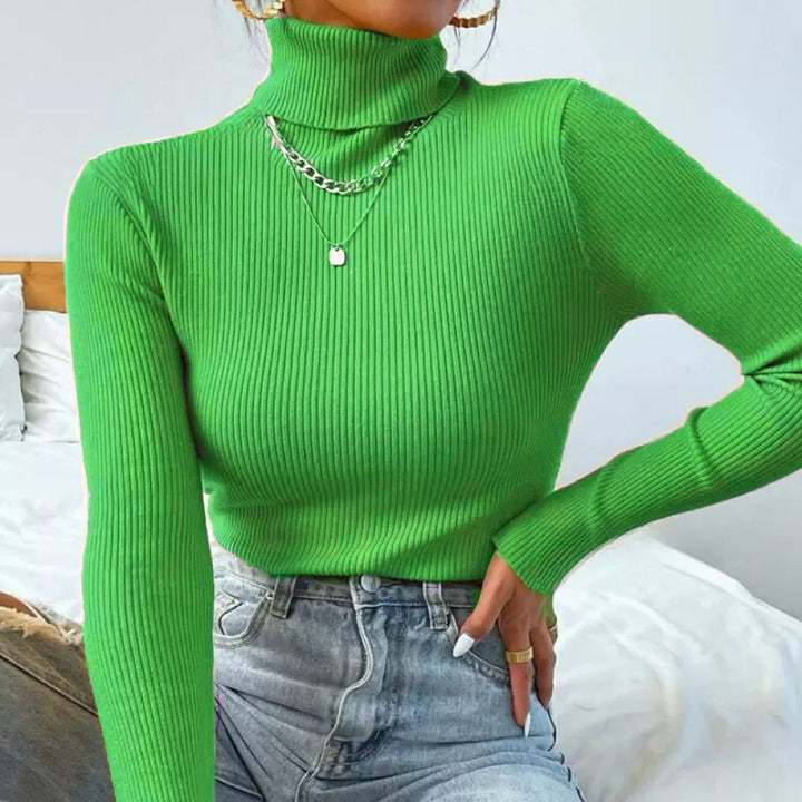 Damen Eleganter Rollkragenpullover mit feiner Rippstruktur Echoarchiv