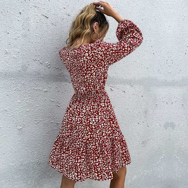 Damen Langarm Leopardenmuster Hemdblusenkleid Echo Archiv