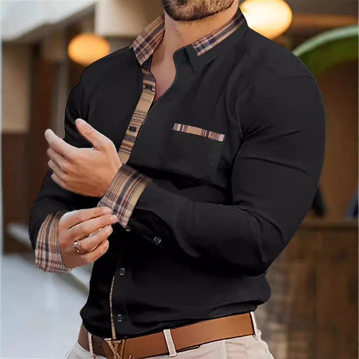 Herren Elegantes Kurzarmhemd mit kontrastierendem Kragen und Brusttasche Echoarchiv