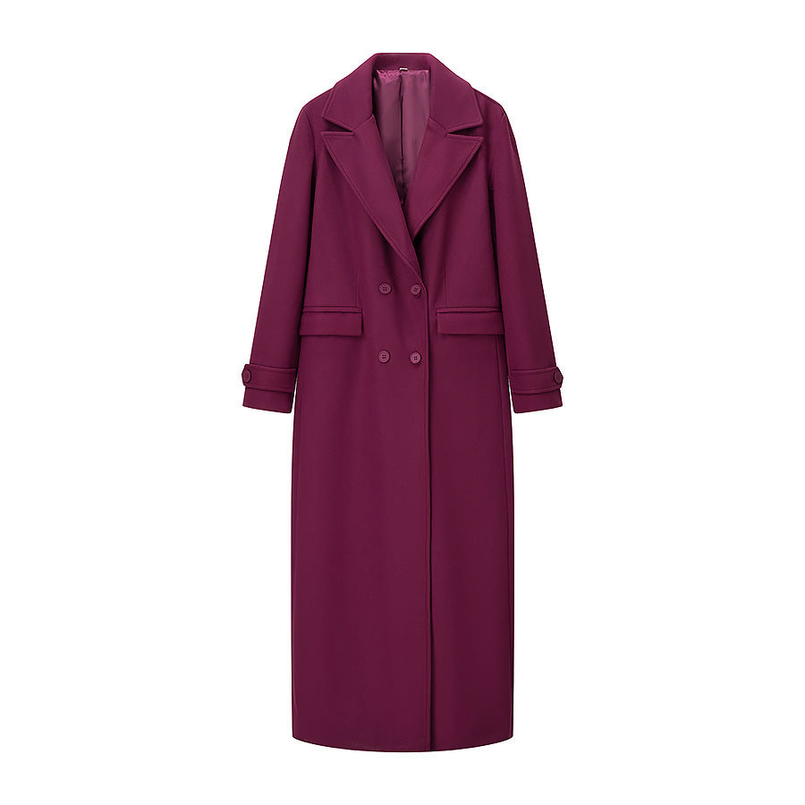 Damen Maxilanger Mantel aus Wollmix mit taillierter Silhouette und cleanem Revers Echo Archiv