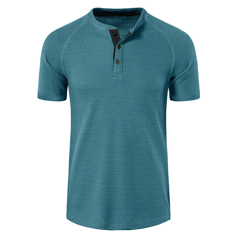 Herren Kurzarm-Henley-Shirt aus weichem, atmungsaktivem Baumwollmix mit praktischer Knopfleiste Echoarchiv