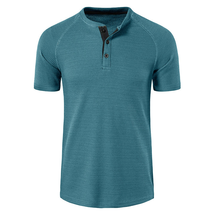Herren Kurzarm-Henley-Shirt aus weichem, atmungsaktivem Baumwollmix mit praktischer Knopfleiste Echoarchiv