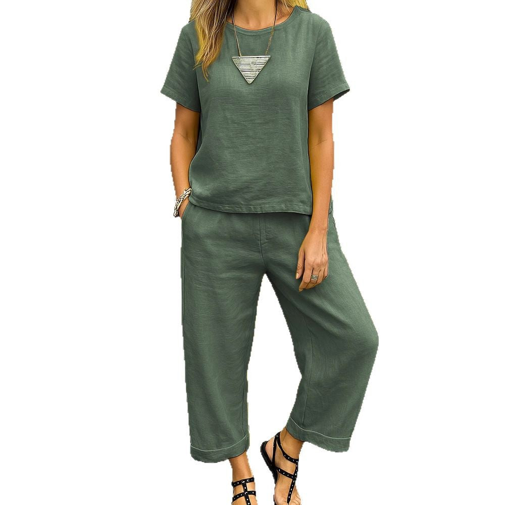 Damen Entspanntes Loungewear-Set aus Leinen Echo Archiv
