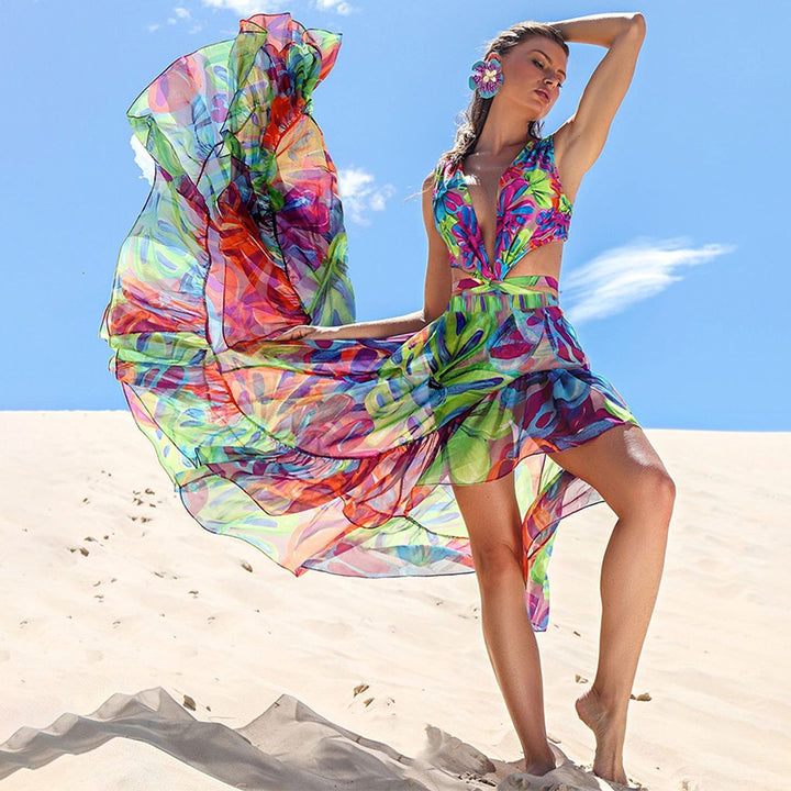 Damen Einteiler Badeanzug mit floralem Cut-Out Design Echo Archiv