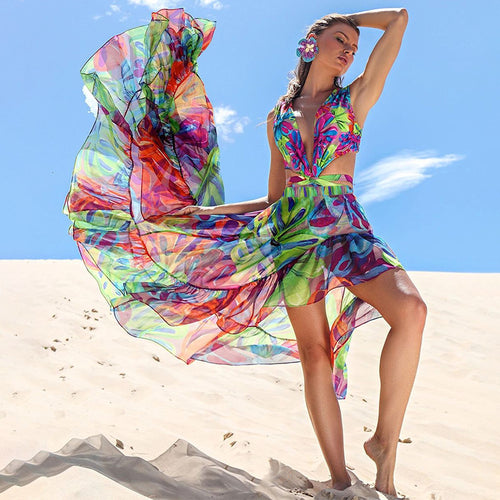 Damen Einteiler Badeanzug mit floralem Cut-Out Design Echo Archiv