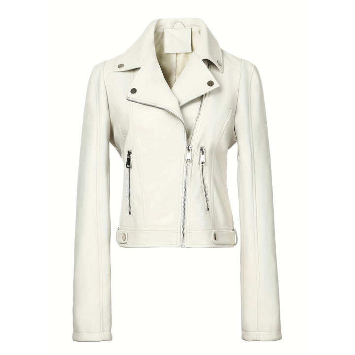 Damen Stylische und figurbetonte Bikerjacke mit Metallreißverschlüssen Echo Archiv