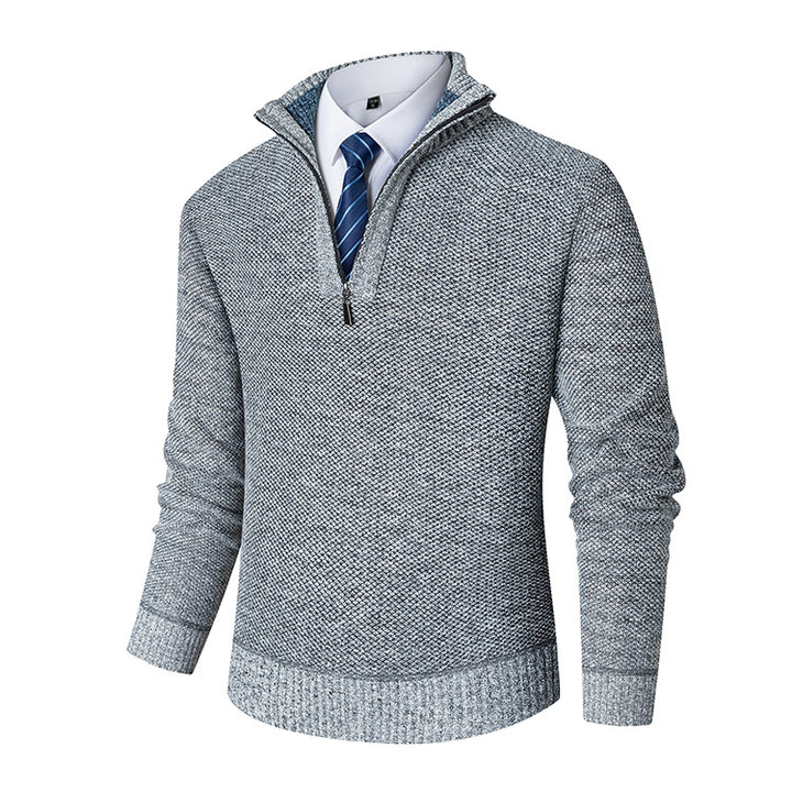 Herren Feinstrickpullover mit halbem Reißverschluss Echoarchiv