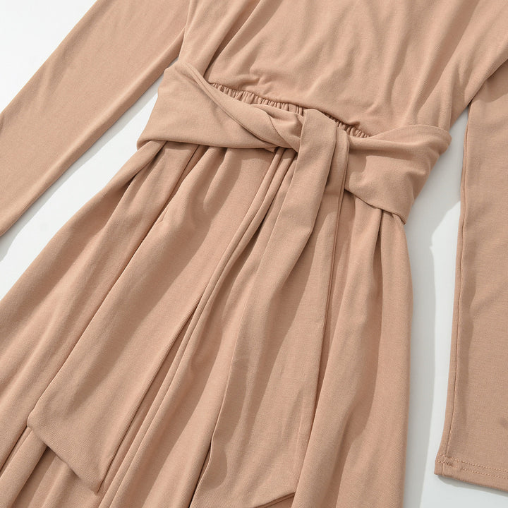 Damen Maxi-Wickelkleid mit taillierter Wickelpartie und langen Ärmeln Echoarchiv