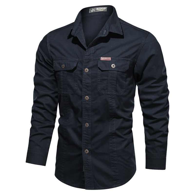 Herren nan robustes langärmliges Outdoorhemd aus Baumwoll-Twill mit aufgesetzten Klappentaschen und verdeckter Knopfleiste Echo Archiv