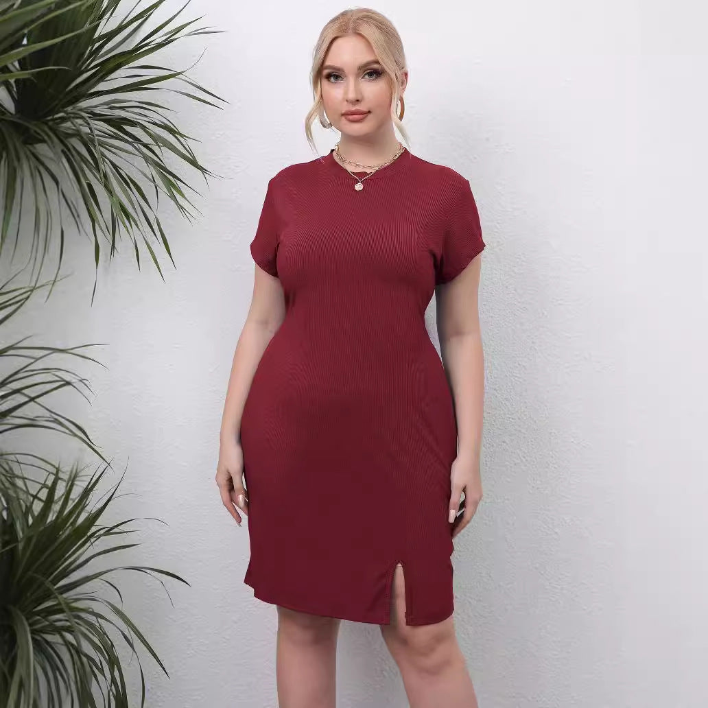 Damen elegantes Kurzarm-Kleid mit seitlichem Schlitz Echo Archiv