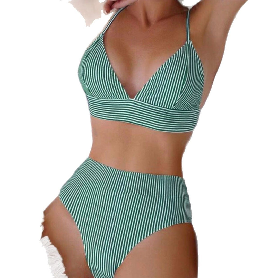 Damen Hochgeschnittenes Streifen-Bikini-Set Echo Archiv