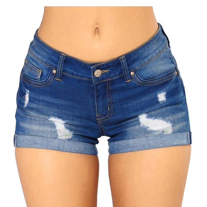 Damen lässige Destroyed Jeans-Shorts mit umgeschlagenem Saum Echo Archiv