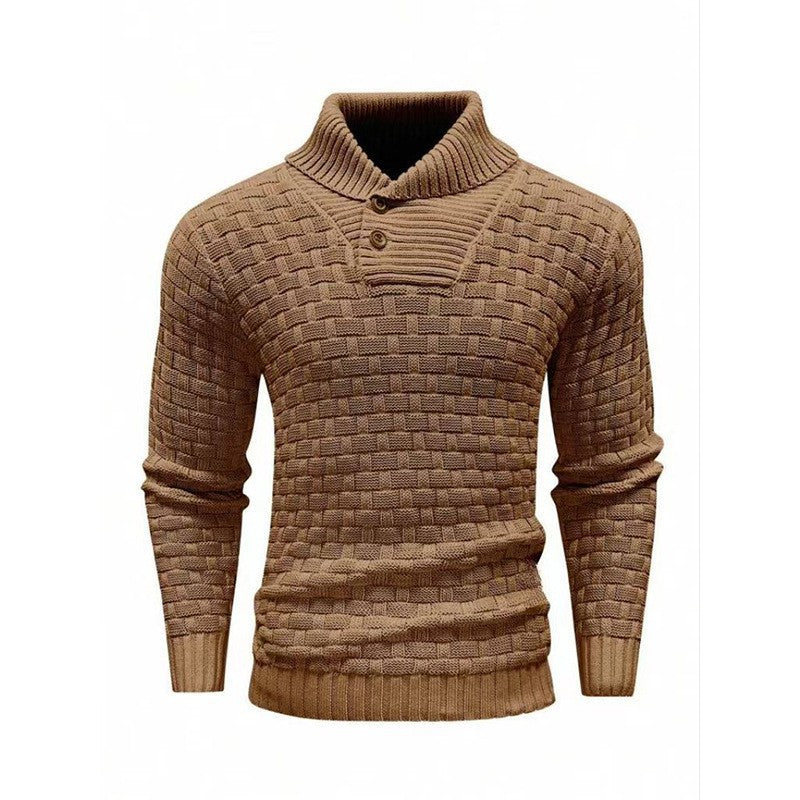Herren Strickpullover mit Strukturiertem Muster und Modernem Stehkragen Echoarchiv