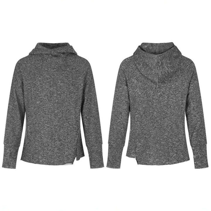 Damen Pullover‑Hoodie mit feinem Strukturstrick, seitlichen Schlitzen und verlängerten Bündchen Echoarchiv