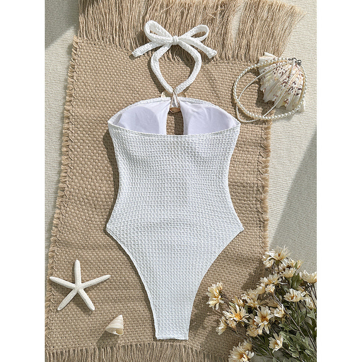 Damen Einteiler Badeanzug mit raffiniertem Cut-Out-Design und goldenen Akzenten Echo Archiv