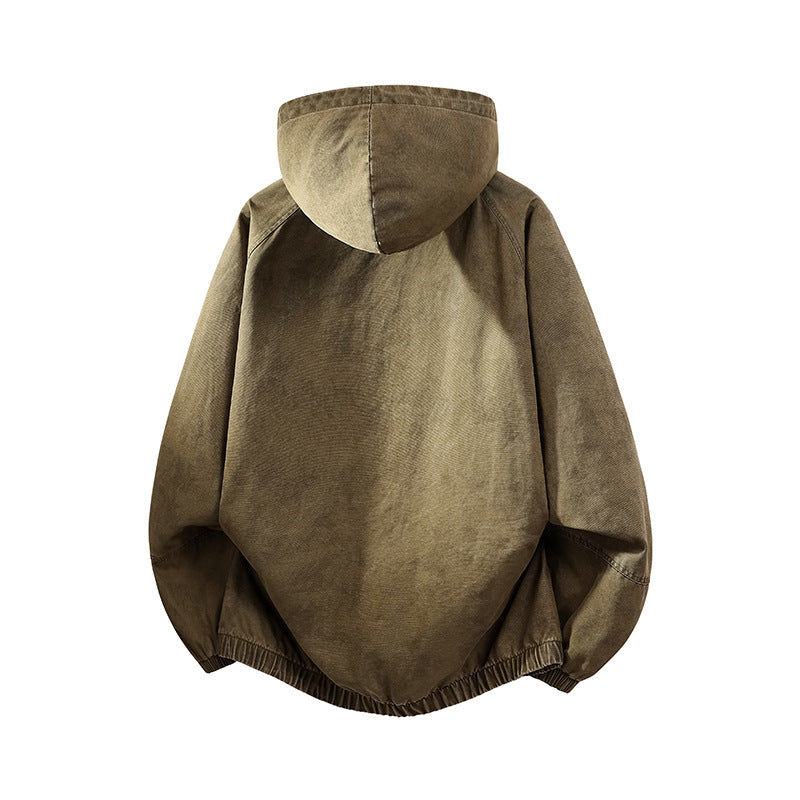 Herren Oversize Canvas-Halbzip-Kapuzenanorak mit Kängurutasche und elastischem Saum Echo Archiv