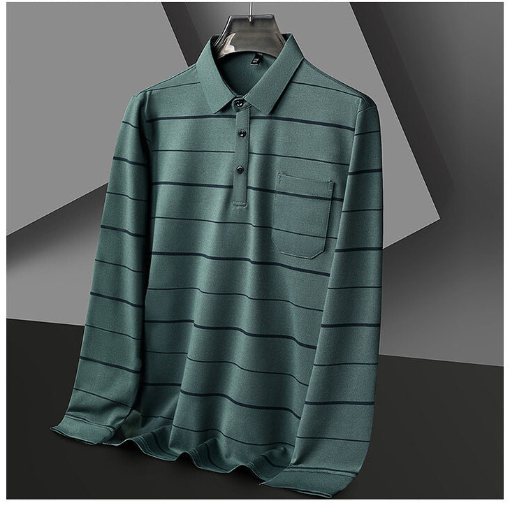 Herren elegantes Kurzarm-Poloshirt mit modischem Streifenmuster Echoarchiv