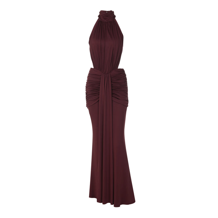 Damen Elegantes Maxikleid mit hochgeschlossenem Kragen und raffiniertem Drapé Echo Archiv