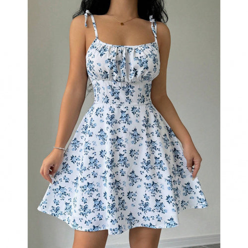 Damen Sommerliches Blümchenkleid mit verstellbaren Spaghettiträgern Echo Archiv