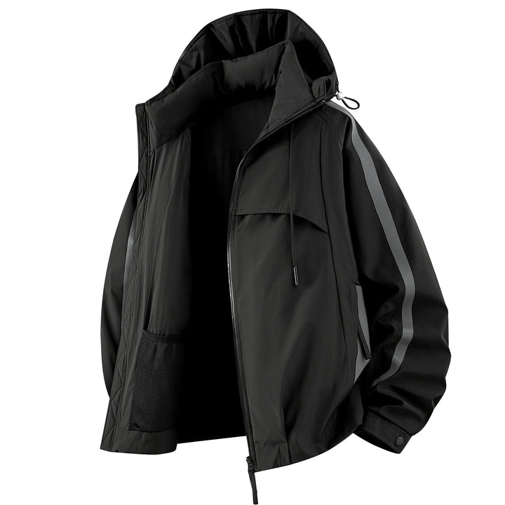 Unisex gefütterte Outdoor-Utility-Jacke mit Kapuze und reflektierenden Streifen Echo Archiv