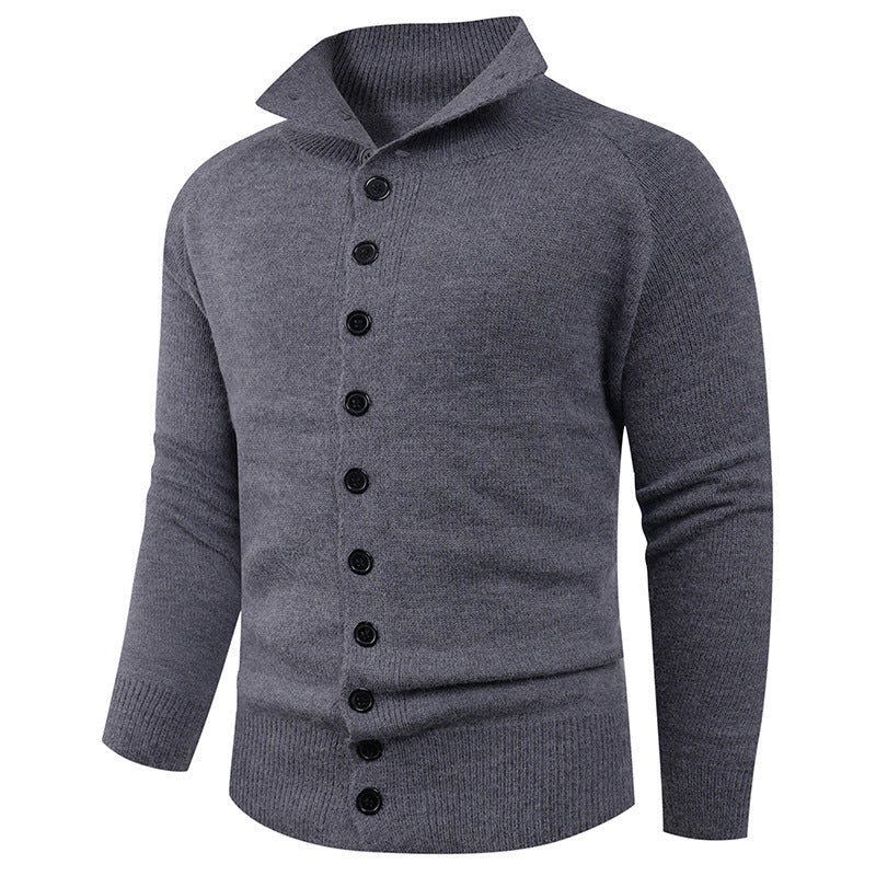 Herren Strickpullover mit hohem Kragen und Knopfverschluss Echoarchiv