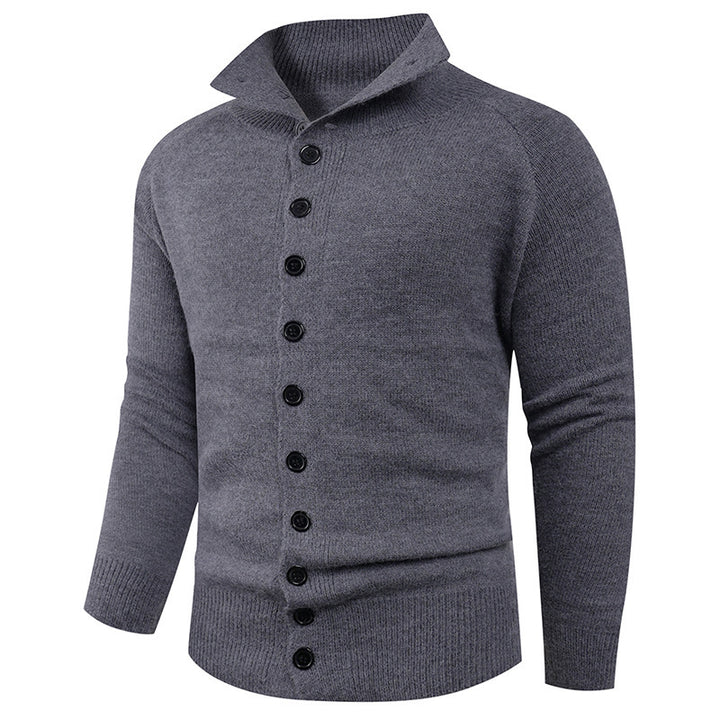 Herren Strickpullover mit hohem Kragen und Knopfverschluss Echoarchiv