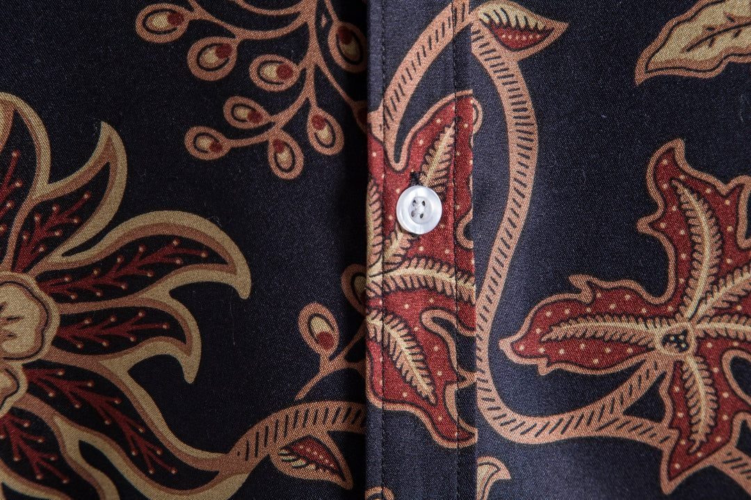 Herren Kurzarmhemd mit floralen Mustern und bequemer Passform Echoarchiv