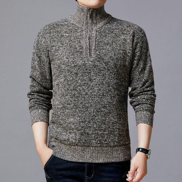 Herren Strickpullover mit modernem Stehkragen und strukturierter Oberfläche Echoarchiv