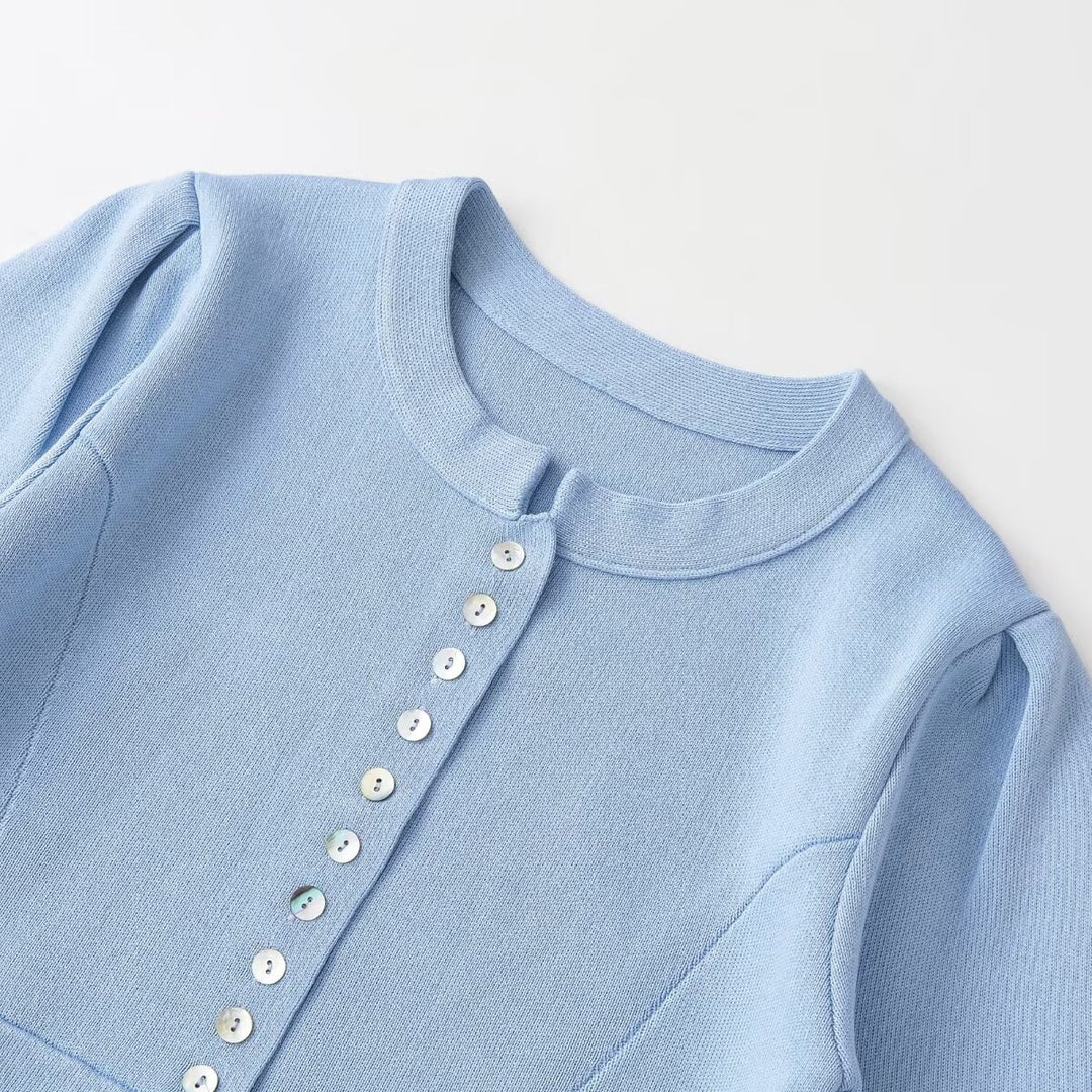 Damen elegantes Cardigan mit feinem Rippenmuster und dekorativen Knöpfen Echo Archiv