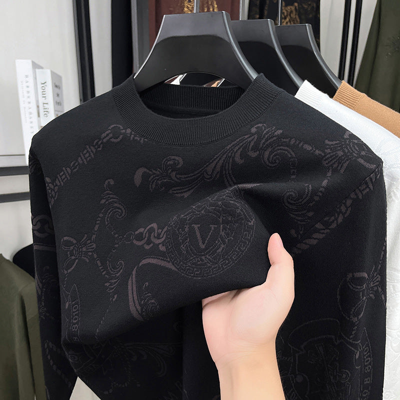 Herren hochwertiger Strickpullover mit 3D-Logo-Dessin Echoarchiv