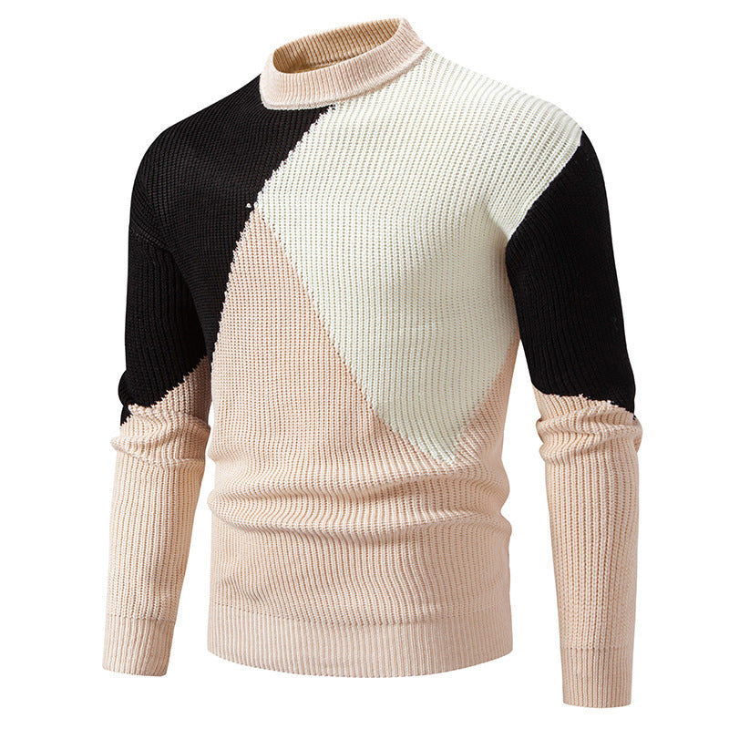 Herren modischer Rollkragenpullover mit grafischem Farbblockdesign Echoarchiv