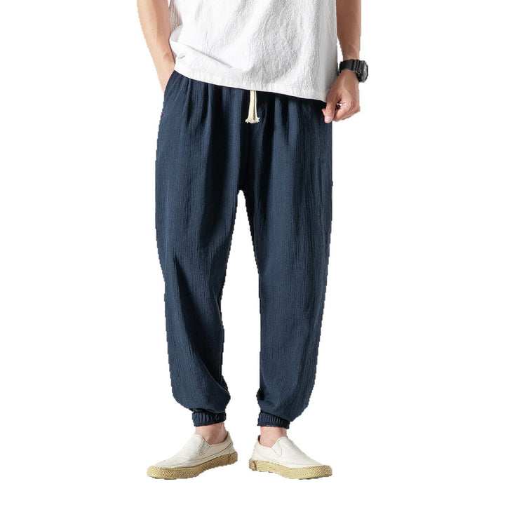 Herren nan leichte Leinenhose mit Tunnelzug und elastischen Bündchen Echo Archiv
