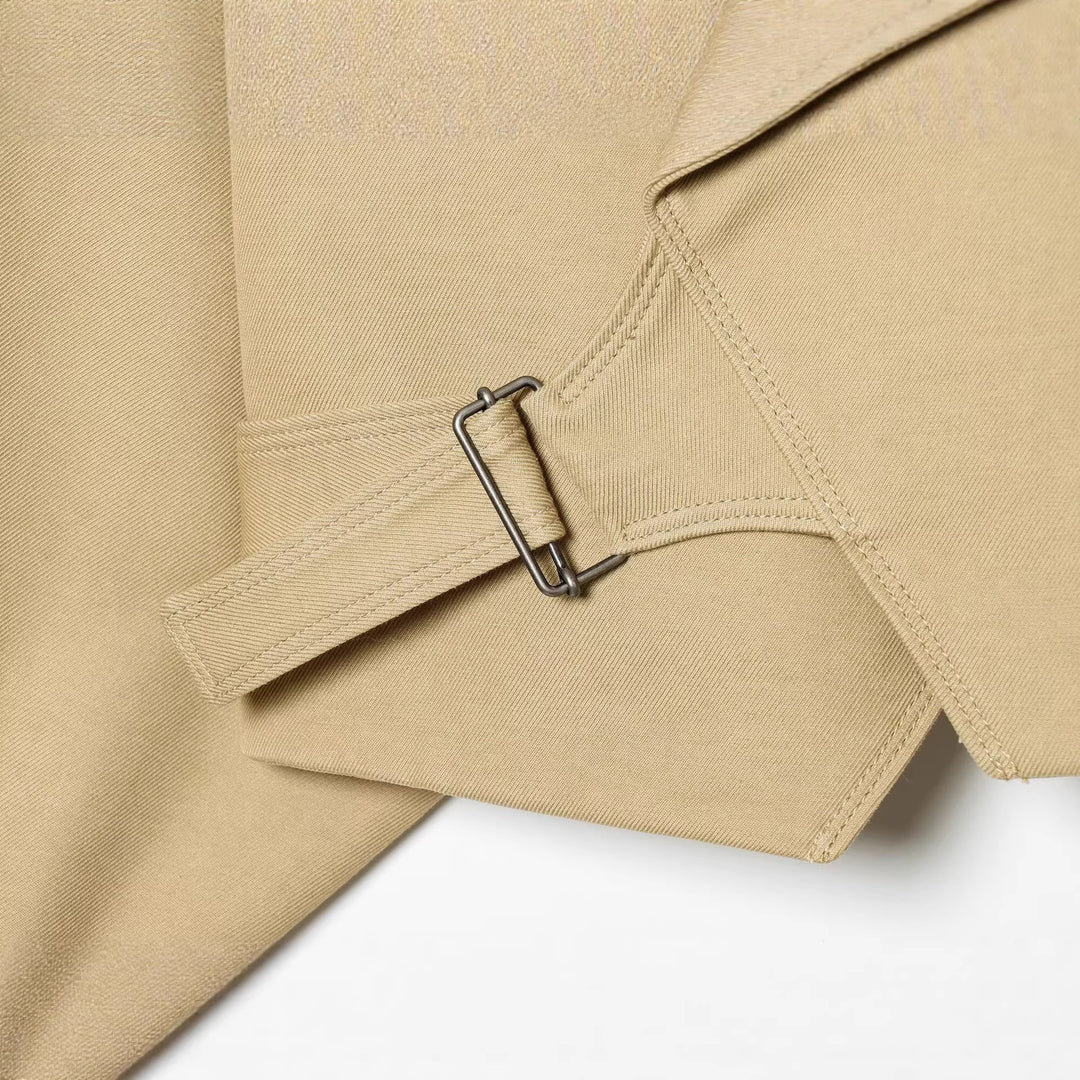 Damen Cropped Trenchjacke mit weitem Schalkragen, Bindegürtel und Ballonärmeln Echoarchiv