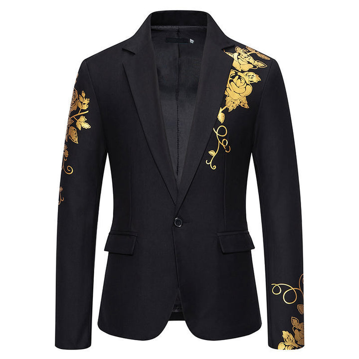 Herren eleganter Blazer mit floralem Stickdesign und feinen Details Echoarchiv