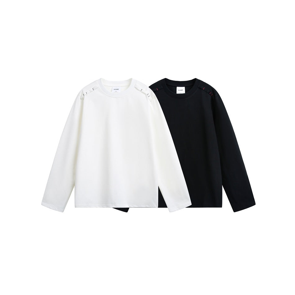 Unisex Langärmliges Oversize-T-Shirt mit Rundhals und dekorativem Schulterdetail Echoarchiv