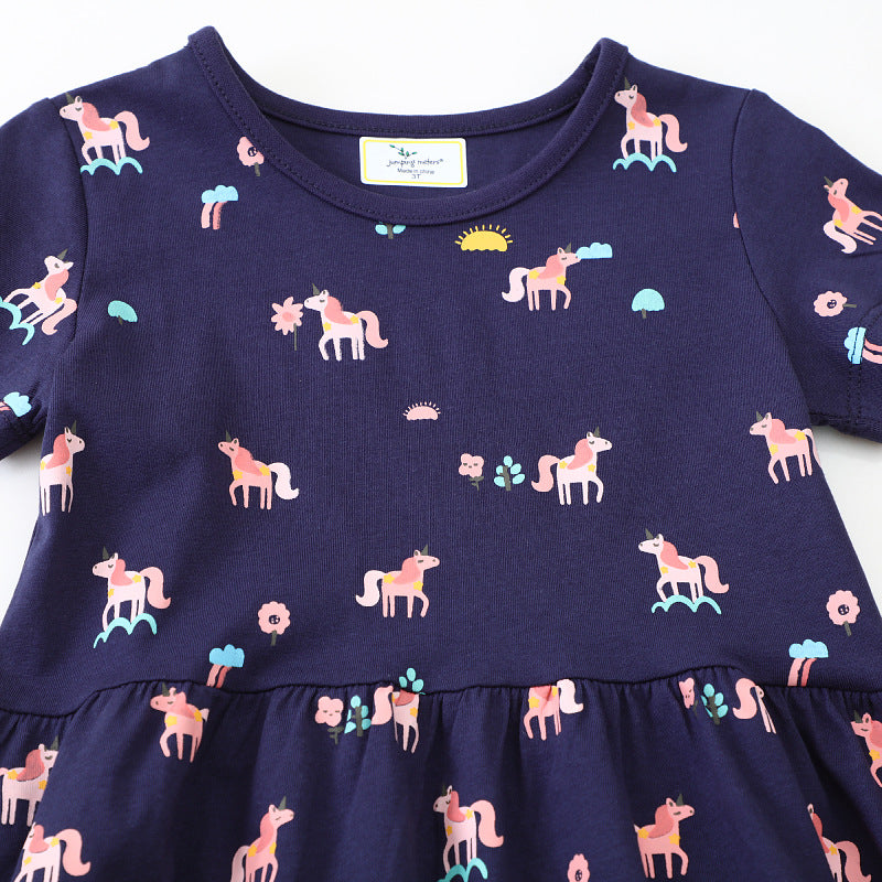 Mädchen Kurzarm Kleid mit verspieltem Einhorn-Motiv Echo Archiv