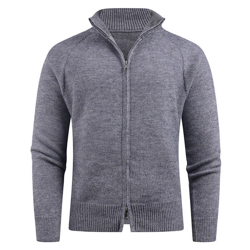 Herren hochwertige Strickjacke mit modernem Reißverschluss und hochgezogenem Kragen Echoarchiv