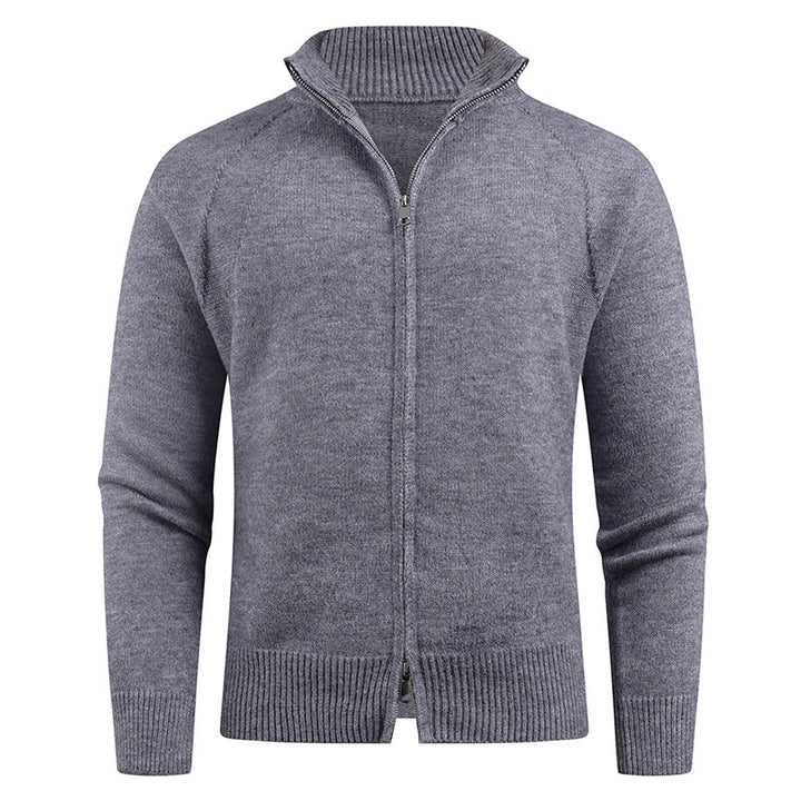 Herren hochwertige Strickjacke mit modernem Reißverschluss und hochgezogenem Kragen Echoarchiv