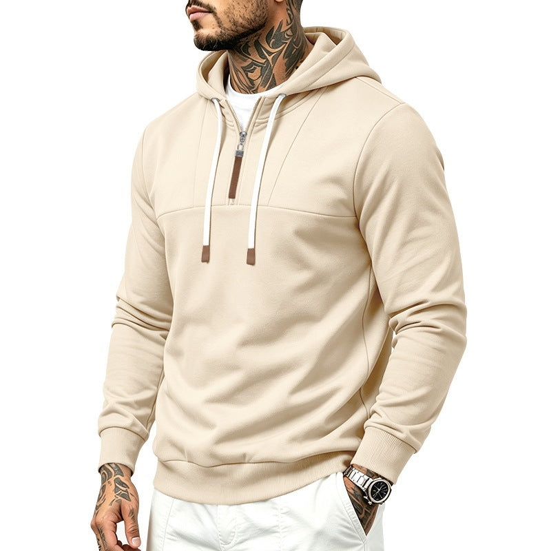 Herren Moderner Halbzip-Hoodie aus French Terry mit Zierriegel und Kordelzug Echoarchiv