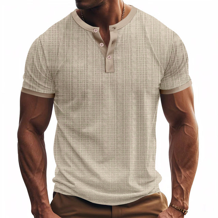 Herren modisches Kurzarm-Henley-Shirt mit strukturiertem Design Echoarchiv
