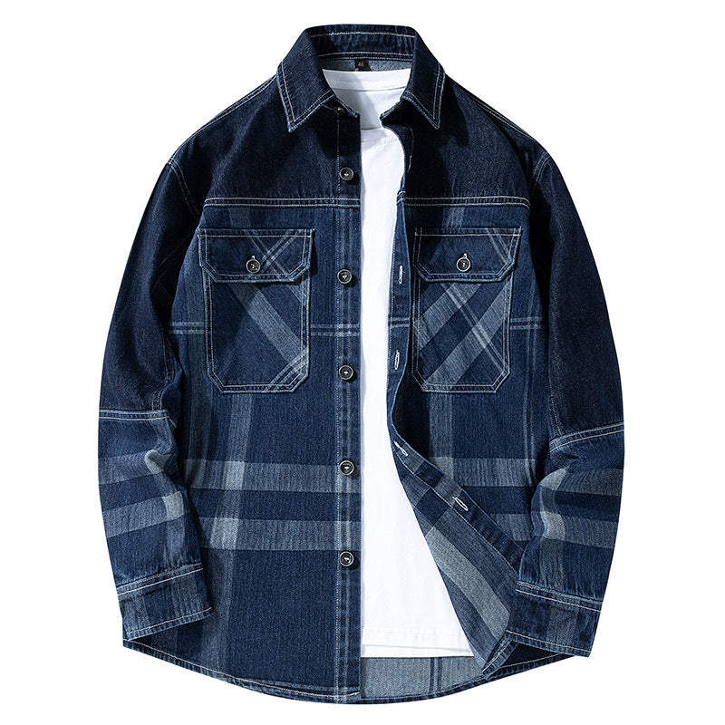 Herren Gemusterte Hemdjacke im Denim-Stil Echo Archiv