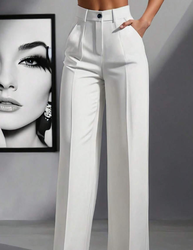 Damen elegante weite Bundfaltenhose Echoarchiv