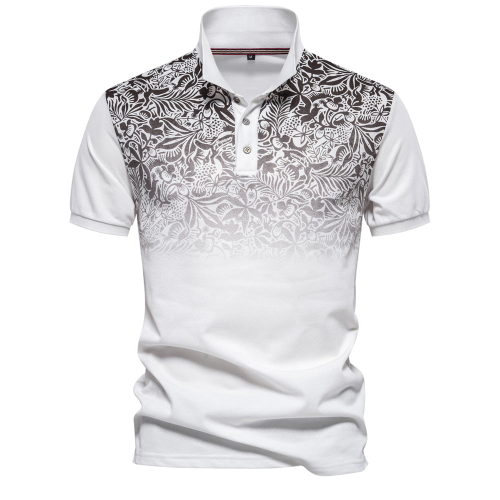 Herren Kurzarm Poloshirt mit floralen Mustern und modernen Designelementen Echoarchiv