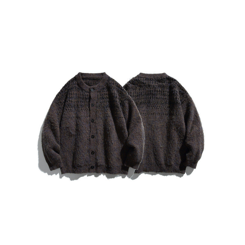 Damen Grobgestrickte Oversize-Strickjacke in Mohair‑Optik mit Rundhalsausschnitt und Knopfleiste Echo Archiv